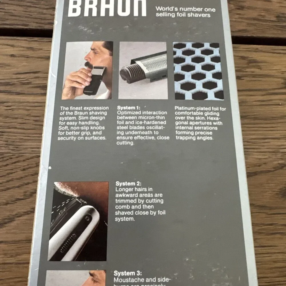 Braun System 1-2-3 3512 Rechargeable Shaver w/ Case & Charger Vintage Open Box
